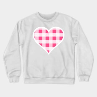 Bright Pink and White Buffalo Plaid Heart Crewneck Sweatshirt